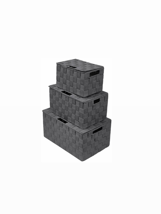 Sorbus Other - Sorbus Storage Basket With Lid, 3-Piece Woven Set (Gray)